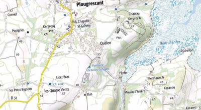 Carte de la région de Plougrescant - Crédits : Géoportail