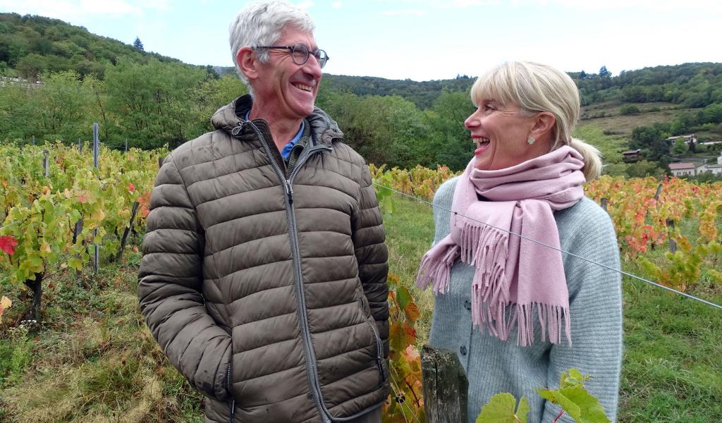 À Blacé, face au Mont Brouilly, les vignes de Sylvère Trichard s’étendent sur 8,5 hectares (crédit : Emmanuelle Berne)