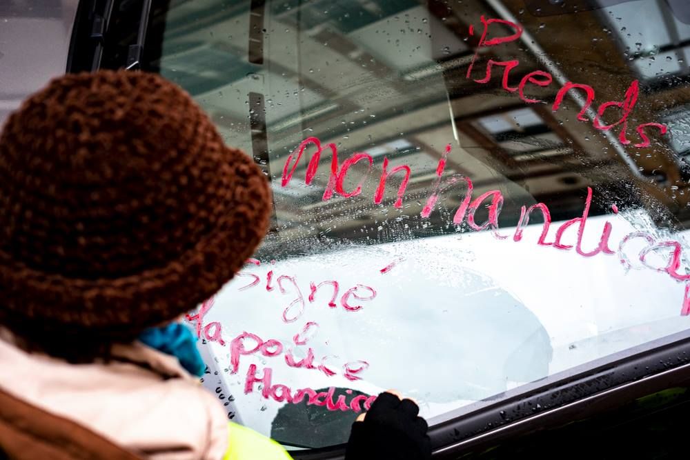 Photo : Handi-social. Marche pour les droits et la dignité des personnes handicapées le 10 février 2019 à Toulouse.