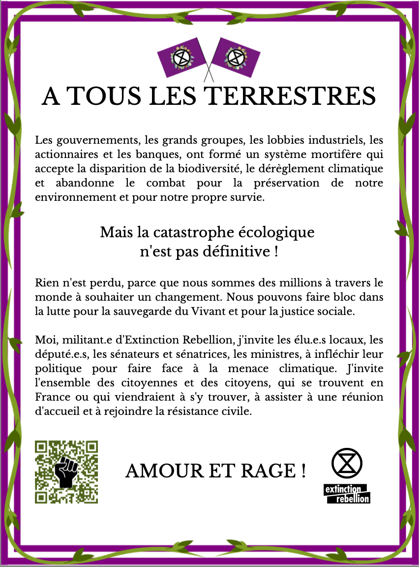 Affiche Extinction Rebellion